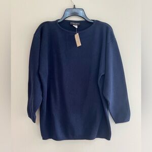 NWT Perkins Shearer Vintage 100% Cotton Crewneck Pullover Navy Blue Sweater, M